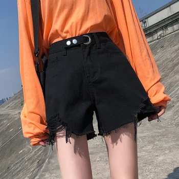 GUUZYUVIZ Liber Casual pantaloni Scurți de Blugi Feminino Talie Înaltă, din Denim Scurte Plus Dimensiune Blugi Femei Denim Spodnie Damskie Negru Caise