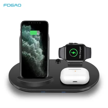 FDGAO 15W Încărcare Rapidă Sta 3 In 1 Qi Wireless Charger Dock Station Pentru iPhone 12 11 XS XR X 8 Apple Watch 6 5 4 3 2 Airpods Pro