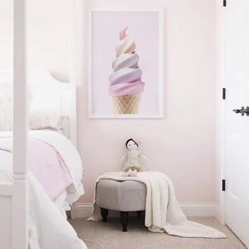 Moderne pentru copii Dormitor Postere si Printuri Bomboane inghetata Panza Pictura Roz Imagini de Perete pentru Camera de zi Decor Acasă Nici un Cadru