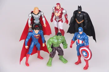 6pcs Figura Anime super-Eroi Batman, Superman, Captain America, Thor, Hulk, Iron Man PVC Figurine Copii Jucarii Papusi Model