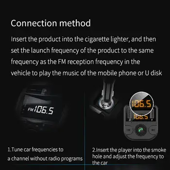 BT36B 3.1 UN Încărcător USB Wireless Hands-free Portocaliu Ecran cu LED-uri Zgomot Tensiunea Bateriei Detectarea Bluetooth MP3 Player 82X47X46mm