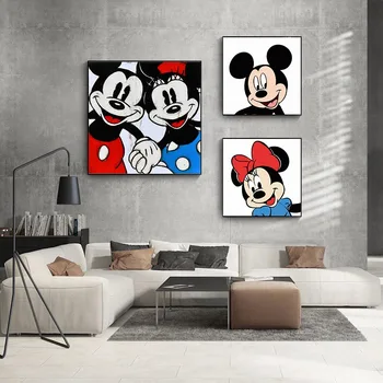 Disney Mickey Mouse Panza Pictura Mickey Minnie Caracter de Postere și de Imprimare Arta de Perete de Imagine pentru Camera de zi de Decorare