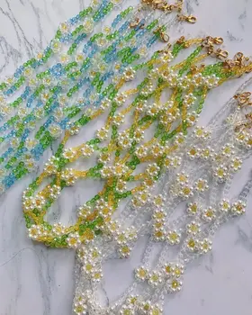 Vedawas 2021 Vara Daisy Margele lucrate Manual Guler Clavicula Cravată Coliere pentru Femei Acrilice coreean Floare de Fructe Colier Bijuterii
