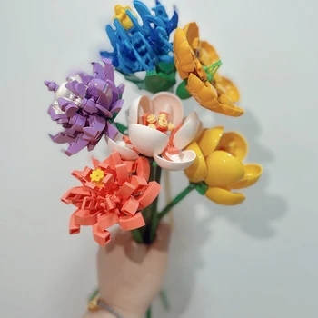 Idei Creator Expert DIY Buchet de Flori Lalele Trandafiri /Hibiscus/șofran/Crizantema Modular MOC Cărămizi Model Blocuri