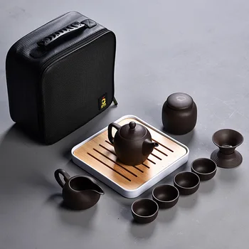 10buc Kung fu set de Ceai,Frumos și ușor ceainic ceainic,China Travel Ceramic Portabil Teaset,Ceramică Tava Ceașcă de Cafea gaiwan