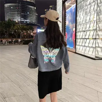 Femei Denim, Jachete De Primăvară 2021 Scurte Fluture De Lumină Reflectată De Streetwear Harajuku Za Haine Vintage Strat De Bază Uza