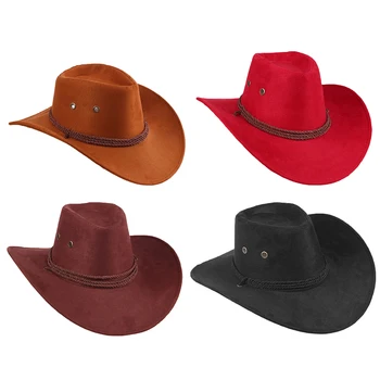 Western Cowboy Hat New Sosire Bărbați Pălăria Pentru Domnul Fermiera Jazz Capac Cu piele de Căprioară Sombrero Capac de Vacanță Costum Petrecere 58CM
