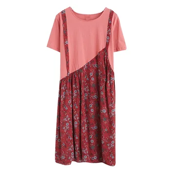 Maneci scurte din bumbac floral vintage rochii pentru femei casual lung liber femeie rochie de vara elegante haine 2021