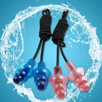 1 Perechi Moale Anti-Zgomot Ureche Plug rezistent la apa de Înot de Inot Silicon Dopuri de urechi Pentru Copii Adulți Înotători Scufundări Cu Coarda reusabl
