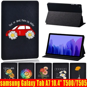 Caz pentru Samsung Galaxy Tab A7 10.4 Inch 2020 T500/T505 Tipărite floare din Piele PU Tablet Stand folio Cover + Stylus Gratis
