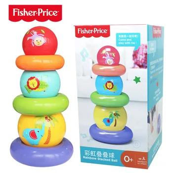 Fisher-Price Curcubeu Stivuite Minge de Stivuire Inel Turnul Model de Dezvoltare Inteligent Jucarii Educative pentru copii pentru Copii Cadou F0919