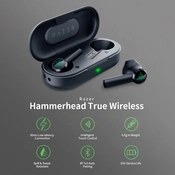 Razer Hammerhead Bluetooth 5.0 TWS Căști fără Fir, Căști pentru jocul Ultra-Low Latență Legătură Cu Încărcare cutie