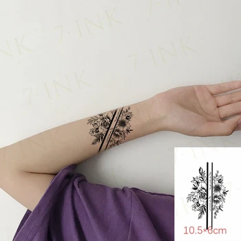 Impermeabil Tatuaj Temporar Autocolant Schiță Bujor Trandafir Buchet De Flori De Arta Corp Machiaj Tatuaj Fals Flash Tatuaj Pentru Barbati Femei