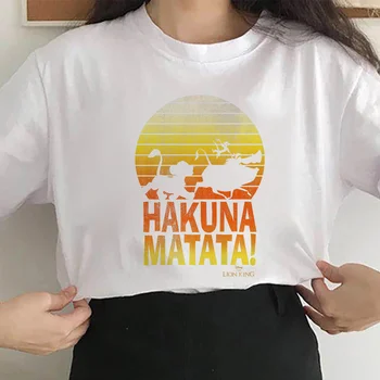 Disney The Lion King Femei T-shirt de Moda Desene animate HAKUNA MATATA Imprimare Tricou Casual Harajuku tricou Feminin Drăguț Tee Femeie Topuri