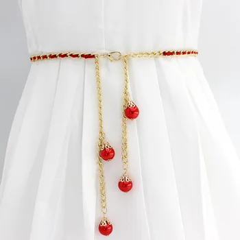 120cm Femei de Moda Curea Centura Perla Lanț Pentru Doamna Rochie Decor Elegant Curele Talie Culoare Solidă Epocă Gol Betelie Lanț