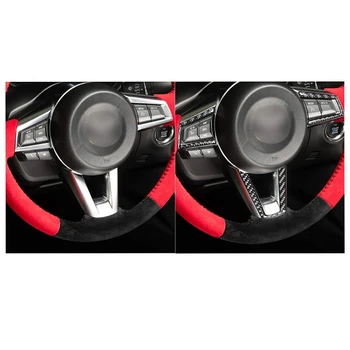 Pentru Mazda MX-5 Miata Roadster Volan Buton de Acoperire Autocolant 2016+ MX5 ND Carbon Fibre Ornamente Interioare