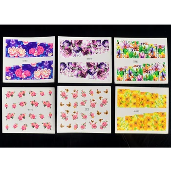 54Pcs/Set Mixt Colorate de Unghii Autocolant Nail Art Apa de Flori de Transfer Împachetări Sfaturi de Unghii Decor Manichiura Instrument de Decor DIY Manichiura #E