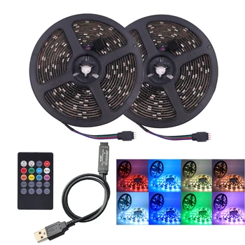 USB 5V Benzi cu LED-uri de Lumină RGB 5050 Muzica, LED Strip Waterproof 30Leds/m 20Key Control RGB Banda de Fundal 0,5 m 1m 2m 3m 5m
