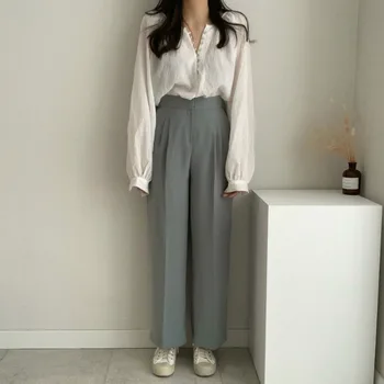 Bluze Femei Stil coreean Vrac Subțire de Agrement Trendy Toate-meci Haine Elevii Maneca Lunga Vara Nou Blusones Solid Simplu