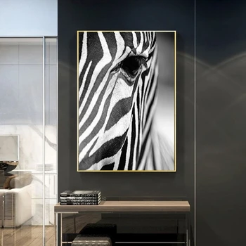 Alb și negru African Zebra Animal Pictura Panza Printuri si Postere Cuadros de Arta de Perete de Imagine pentru Camera de zi de Decorare Acasă