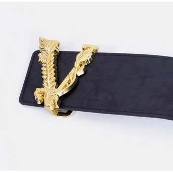 Noul Designer Femei Decorative Elastic Curea Largă de Lux de Aur din Aliaj Cataramă Curele Talie pentru Rochie Canadiană Accesorii Cadou