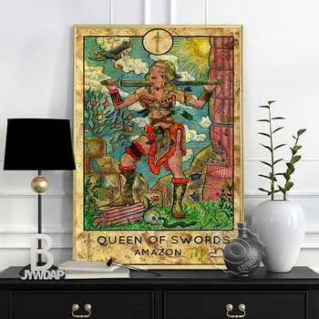 Tarot Manual De Structurare Ilustrare Poster, Culoarea Luna Vârcolac Kali Moartea Regina De Spade Poza Perete Decor Acasă Cadou