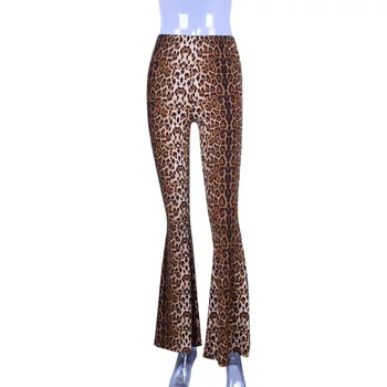European de Vară 2021 nou de înaltă talie elastic leopard pantaloni flare