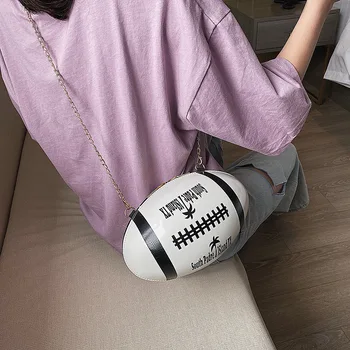 Alfabetul rus designer mini formă de minge de fotbal din piele PU de rugby sac de mesager doamnelor 2021 doamnelor portofel cu lanț și geantă de mână