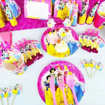 Disney Princess unu de ani la petrecerea de ziua tacamuri de unica folosinta decor banner suport Tort de decorare ziua de nastere consumabile partid