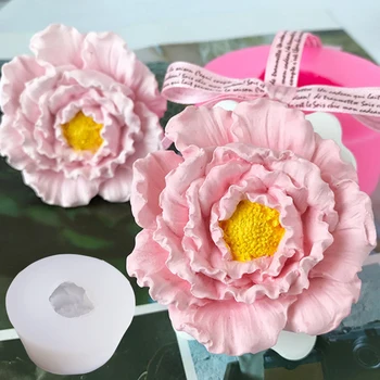 Hot Peony Rose Candle Moulds Soap Mold Kitchen-Baking Resin Silicone Form Home Decoration 3D DIY Clay Craft Wax-Making M2441