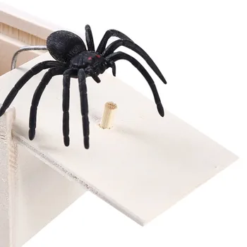 Lemn Glumă Truc Glumă Biroul De Acasă Sperie Caseta De Jucărie Gag Spider Copil Părinții Prieten Joc Amuzant Glumă Cadou Surprinzător Cutie
