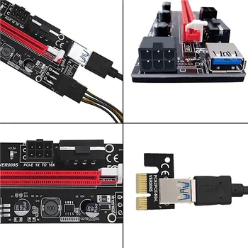 6pcs VER009S USB 3.0 PCI-E Coloană VER 009S Express 1X, 4X, 8X, 16X PCIE Extender Riser Card Adaptor SATA 15 Pini La 6 Pini Putere