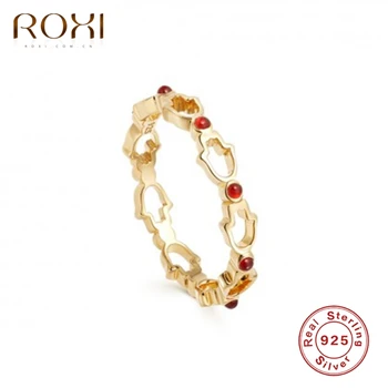 ROXI Cristale Roșii Inel Twist Aur Inele pentru Femei pline de culoare Inel de Nunta de Argint 925 Inel de Logodna Inele Bijuterii