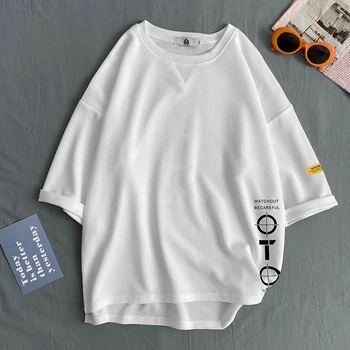 Maneci scurte T-Shirt Pentru Bărbați 2021 Vara Alb Negru Tricou Top Teuri Clasic de Brand de Moda Haine Plus Dimensiunea M-5XL O de GÂT