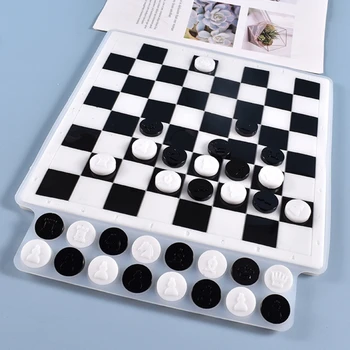 Cristal Rășină Epoxidică Mucegai Tabla de Joc Internațional de Șah de Turnare Mucegai Silicon N0HE