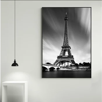 Turnul Eiffel Tablouri Canvas Postere franceză Paris de Perete de Arta, Printuri Alb-Negru Imagini de Peisaj Pentru Living Decor Acasă