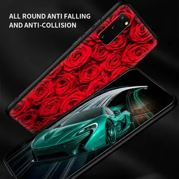Trandafiri Rosii luminoase de Flori de Caz Pentru Samsung Galaxy S20 S21 FE S10 S9 S8 Plus Nota 20, Ultra 9 10 Lite Acoperă Negru Coajă de Telefon Tampa