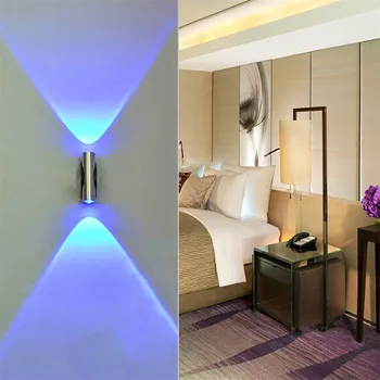 Două capete de Lumină LED Dormitor Albastru Aluminiu Lampă de Perete Acasă Tranșee Luces CONDUS Decoracion Bar, KTV Pridvor Perete Tavan LED-uri Lumina