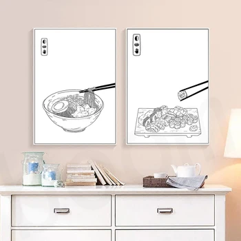 Mâncare Japoneză Perete Printuri De Arta Găluște, Fidea Sushi Postere Bucătărie Arta Panza Pictura Imagini Pentru Living Decor Acasă