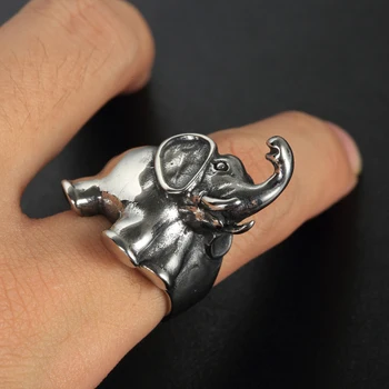 Vinatge Elefant Inele Pentru Bărbați Și Femei Cool 316L din Oțel Inoxidabil Punk Biker Ring Moda Animal Feroce Bijuterii
