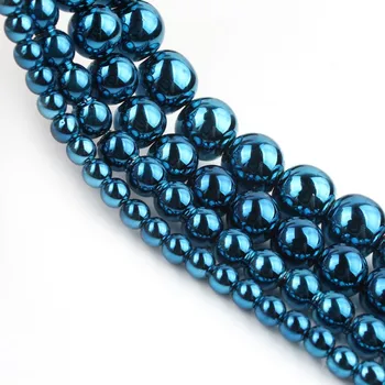 3/4/6/8/10mm Natural Albastru Inchis Piatra Hematit Rotund Margele Spacer pentru DIY Brățară Accesorii Bijuterii a Face 15inche