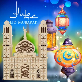 2021 Noi Ramadan Calendar Numărătoarea inversă DIY din Lemn Eid Mubarak Ornament Sertar Partid Decor de Lemn de Mici Bomboane Cadou Sertar
