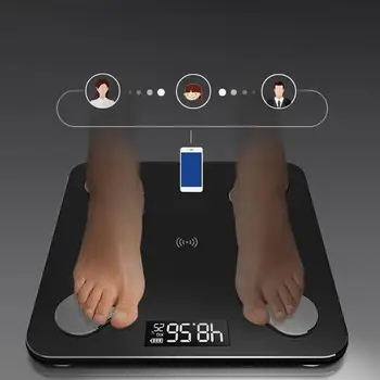 Square Body Fat Scale Electronice Smart LED Digital Scale fara Baterie (Negru, Baterie Model Blueteeth Body Fat Scale)