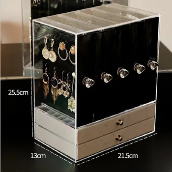 Caseta de bijuterii Praf Display Stand de Trei-dimensional de Mare Capacitate Colier Cercei Rack de Afișare Cutie de Depozitare pentru Femei Fata