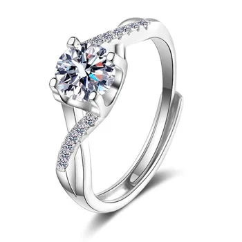 S925 Argint Inel Doamnelor 80 De Puncte Moissan Inel Cu Diamant De Patru Penis Inel De Nunta De Simulare Inele Cu Diamante Pentru Femei