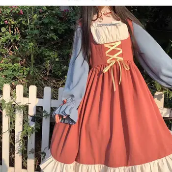 Japoneze Moale Sora Drăguț Lolita Rochie Femei Victorian Gotic Dantela-up Drăguț Rochie de Petrecere Retro Întuneric Fete Bandaj Menajera Rochii