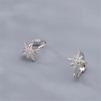 925 Sterling Silver Crystal Star Piercing-ul Stud Cercel Pentru Femei Fete Bijuterii Pendientes Accesorii Hipoalergenic eh1172