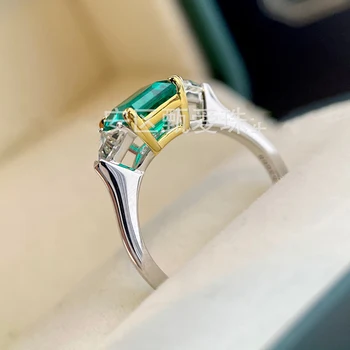 Luomansi de Lux Pur Smarald 1.5 Carate Diamant Inel de Piatră prețioasă AU750 Aur de sex Feminin Șirag de mărgele Petrecere de Logodnă
