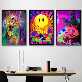 Psihedelic, LSD Blacklight Arta Panza de Imprimare Pictura Printuri Poze de Perete Home Decor Decor de Perete Fara Rama