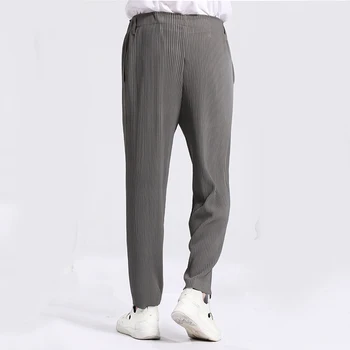 IEFB Japoneză Streetwera de Modă Plisate Pantaloni Casual Barbati Toamna anului 2021 Noua Dreaptă Subțire Mijlocul Talie Culoare Solidă Pantaloni 9Y6746